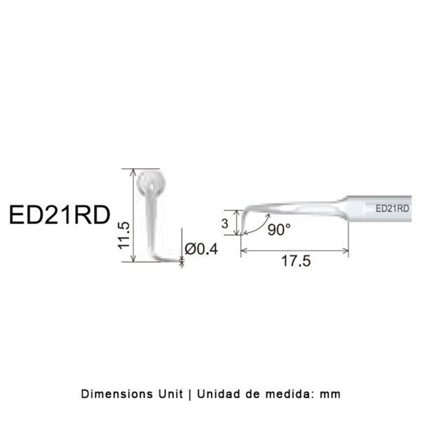 Punta ultrasonidos Woodpecker ED21RD compatible Satelec | Endo Diamantada