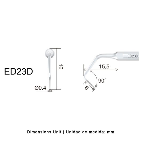 Punta ultrasonidos Woodpecker ED23D compatible Satelec | Endo Diamantada - Imagen 2