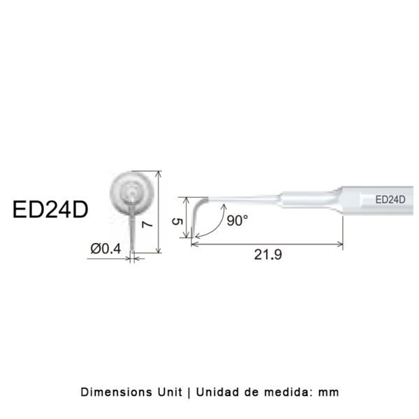 Punta ultrasonidos Woodpecker ED24D compatible Satelec | Endo Diamantada - Imagen 2