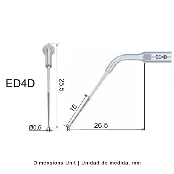 Punta ultrasonidos Woodpecker ED4D compatible Satelec | Endo, Diamantada - Imagen 2