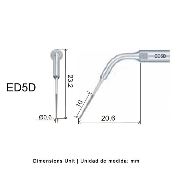 Punta ultrasonidos Woodpecker ED5D compatible Satelec | Endo, Diamantada - Imagen 2
