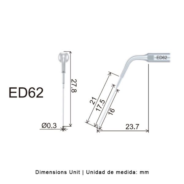 Punta ultrasonidos Woodpecker ED62 compatible Satelec | Endo - Imagen 2