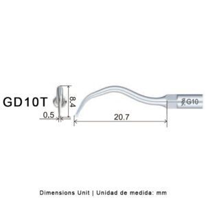Punta ultrasonidos Woodpecker GD10T compatible Satelec | Profilaxis Tratamiento Titanio