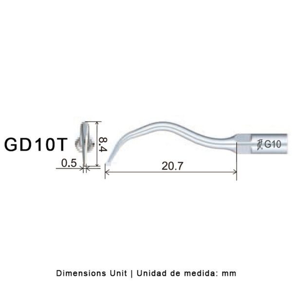 Punta ultrasonidos Woodpecker GD10T compatible Satelec | Profilaxis Tratamiento Titanio
