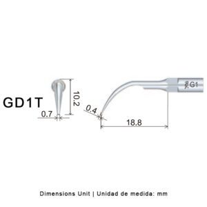 Punta ultrasonidos Woodpecker GD1T compatible Satelec | Profilaxis, Tratamiento Titanio