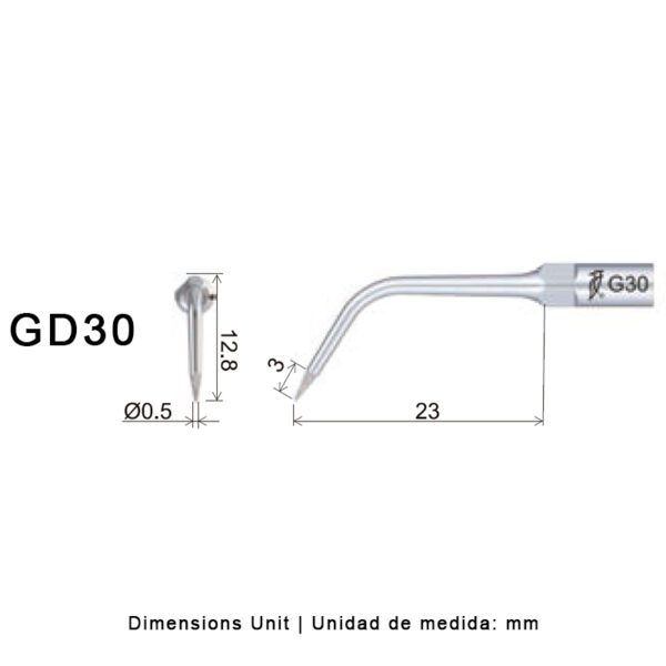 Punta ultrasonidos Woodpecker GD30 compatible SATELEC | Profilaxis, Tallado Diamantada