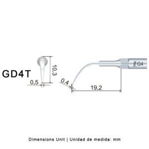 Punta ultrasonidos Woodpecker GD4T compatible Satelec | Profilaxis Tratamiento Titanio