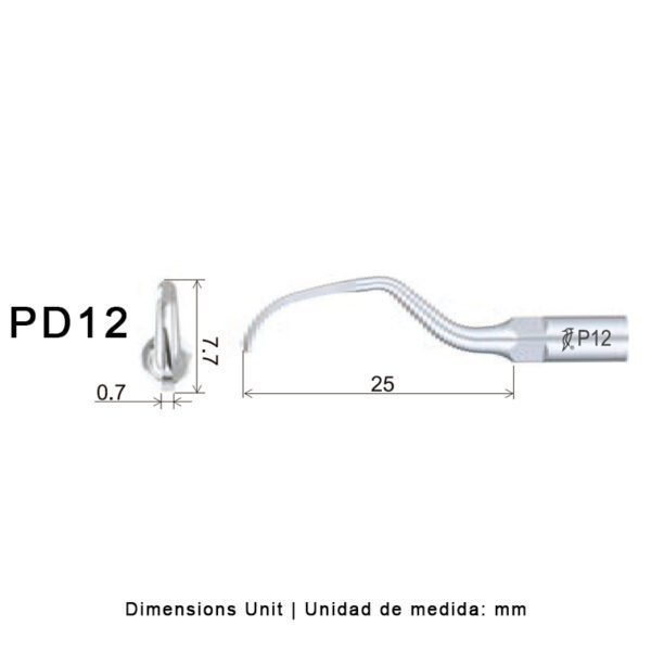 Punta ultrasonidos Woodpecker PD12 compatible Satelec | Perio - Imagen 2
