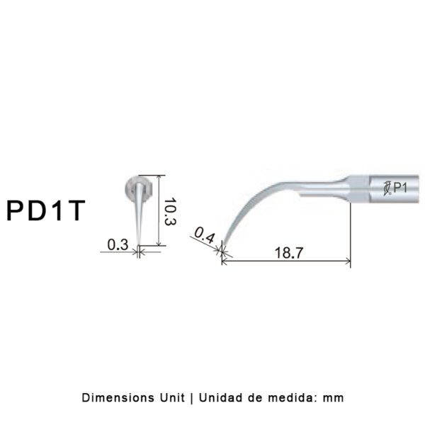 Punta ultrasonidos Woodpecker PD1T compatible Satelec | Perio, Tratamiento Titanio - Imagen 2