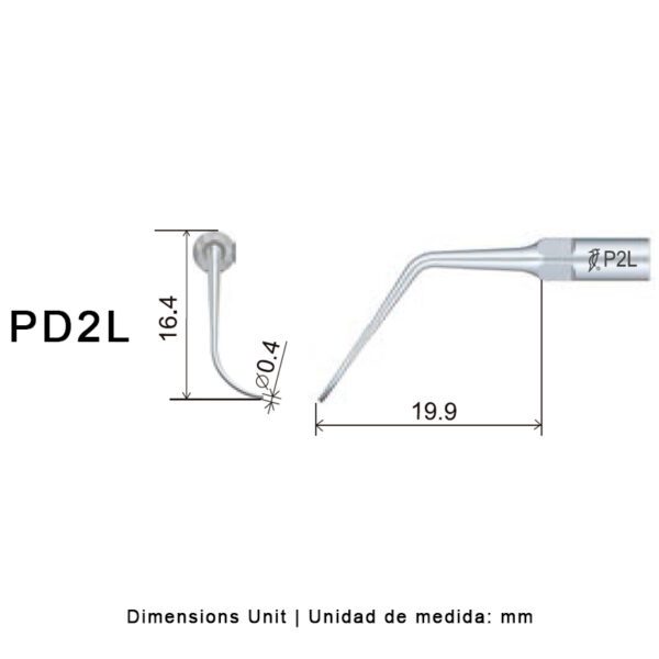 Punta ultrasonidos Woodpecker DTE PD2L Rosca tipo S | Perio (lado izquierdo) - Imagen 3