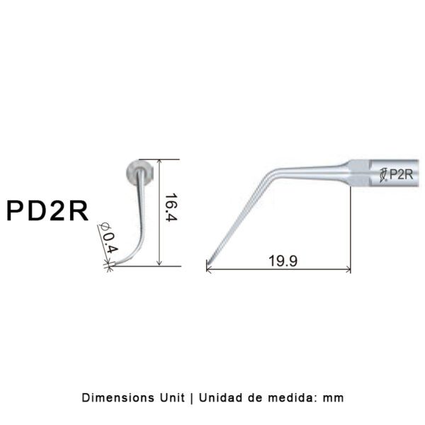 Punta ultrasonidos Woodpecker DTE PD2R compatible SATELEC | Perio (lado derecho) - Imagen 2