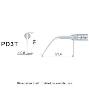 Punta ultrasonidos Woodpecker PD3T compatible Satelec | Perio, Tratamiento Titanio