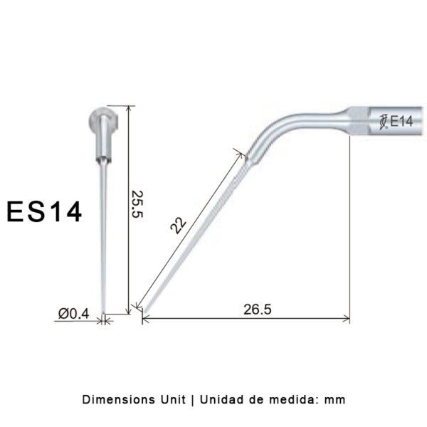 Punta ultrasonidos Woodpecker ES14 compatible SIRONA | Endo - Imagen 2