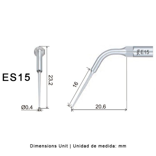 Punta ultrasonidos Woodpecker ES15 compatible SIRONA | Endo - Imagen 2