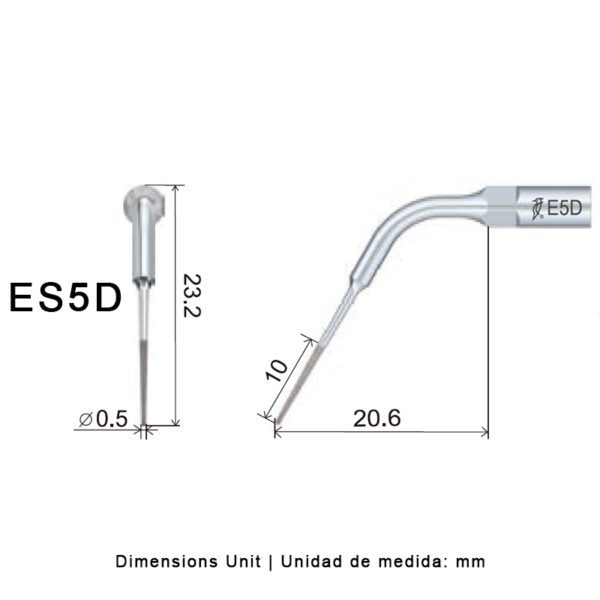 Punta ultrasonidos Woodpecker ES5D compatible Sirona | Endo Diamantada - Imagen 2