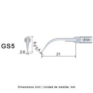 Punta ultrasonidos Woodpecker GS5 compatible Sirona | Profilaxis