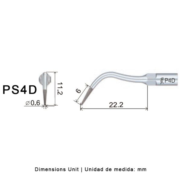 Punta ultrasonidos Woodpecker PS4D Diamantada compatible Sirona | Perio - Imagen 2