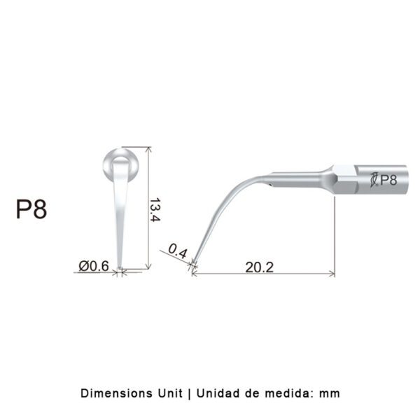 Punta ultrasonidos Woodpecker P8 compatible EMS | Perio - Imagen 2