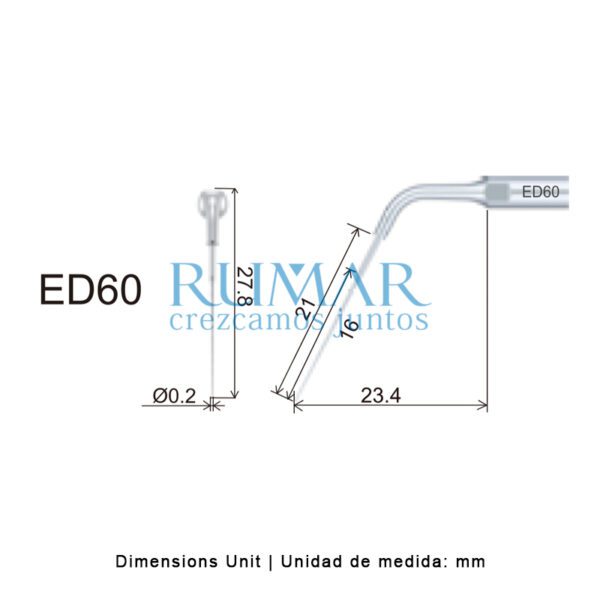 Punta ultrasonidos Woodpecker E60 compatible EMS | Endo - Imagen 2